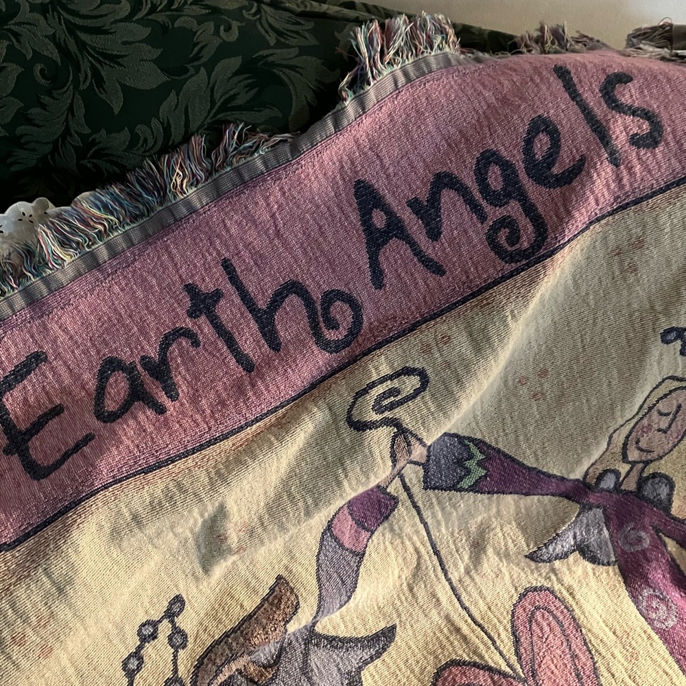 Earth Angels Angel Tapestry Throw - Pink, Lavender, Cream - Picture 3 of 4
